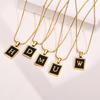 Charms Letter Initial Pendant Necklace Women , Stainless Steel Square And Round Alphabet Collar Jewelry Chrismas Gift