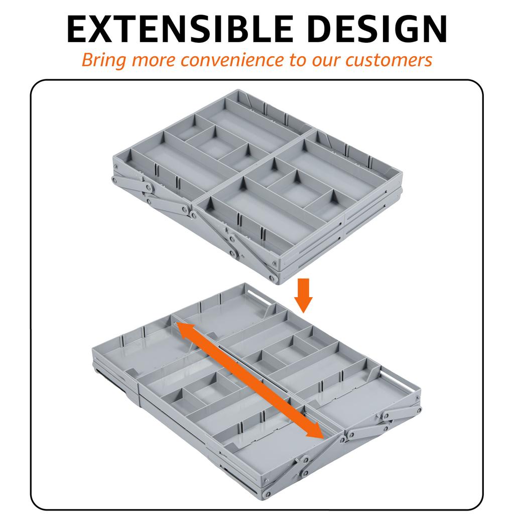 2/3 Tier Foldable Drawer Organizer Expandable Desk Organizer Trays with Adjustable Compartments for Office,Kitchen Supplies