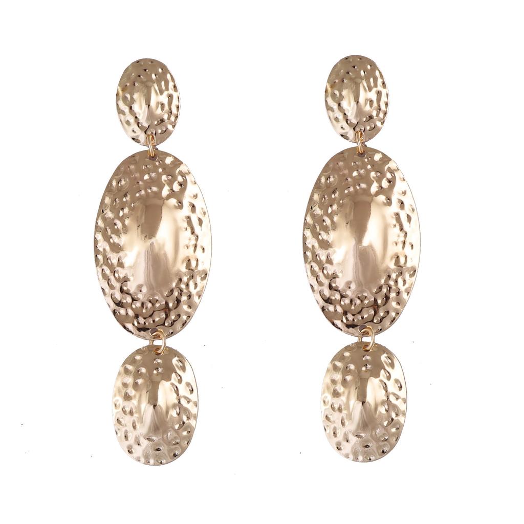 medieval Vintage exaggerated trend pleated oval splicing earrings light luxury temperament high-end earrings