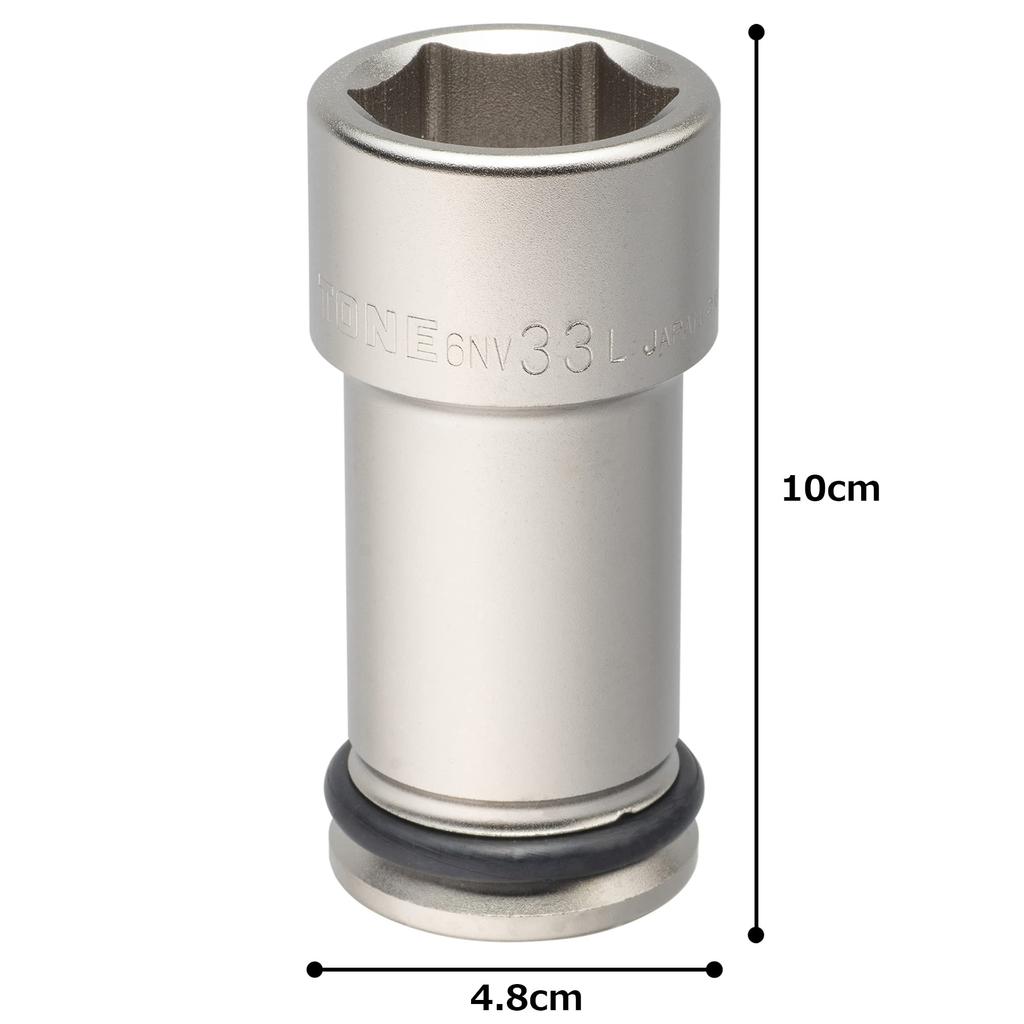 TONE Long Impact 33mm Width 6NV-33L Socket, 19.0mm (3/4") Drive,