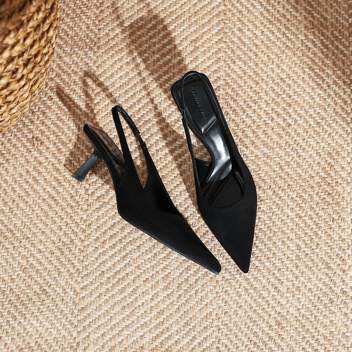 

MT-1 fashion caramel color pointed high heel single shoes new simple light mouth thin heel women s shoes empty shoes 35