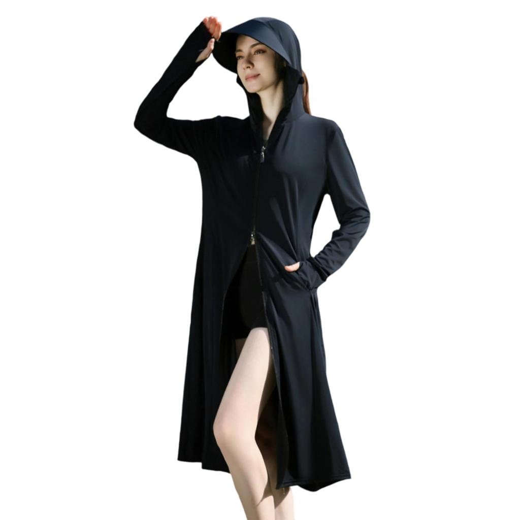 Outysky UV Protection Long Hoodie with Cooling Lightweight Rash Guard for Outdoor and Army Green Free Women's Full-Body Touch, Quick-Drying, UPF50+