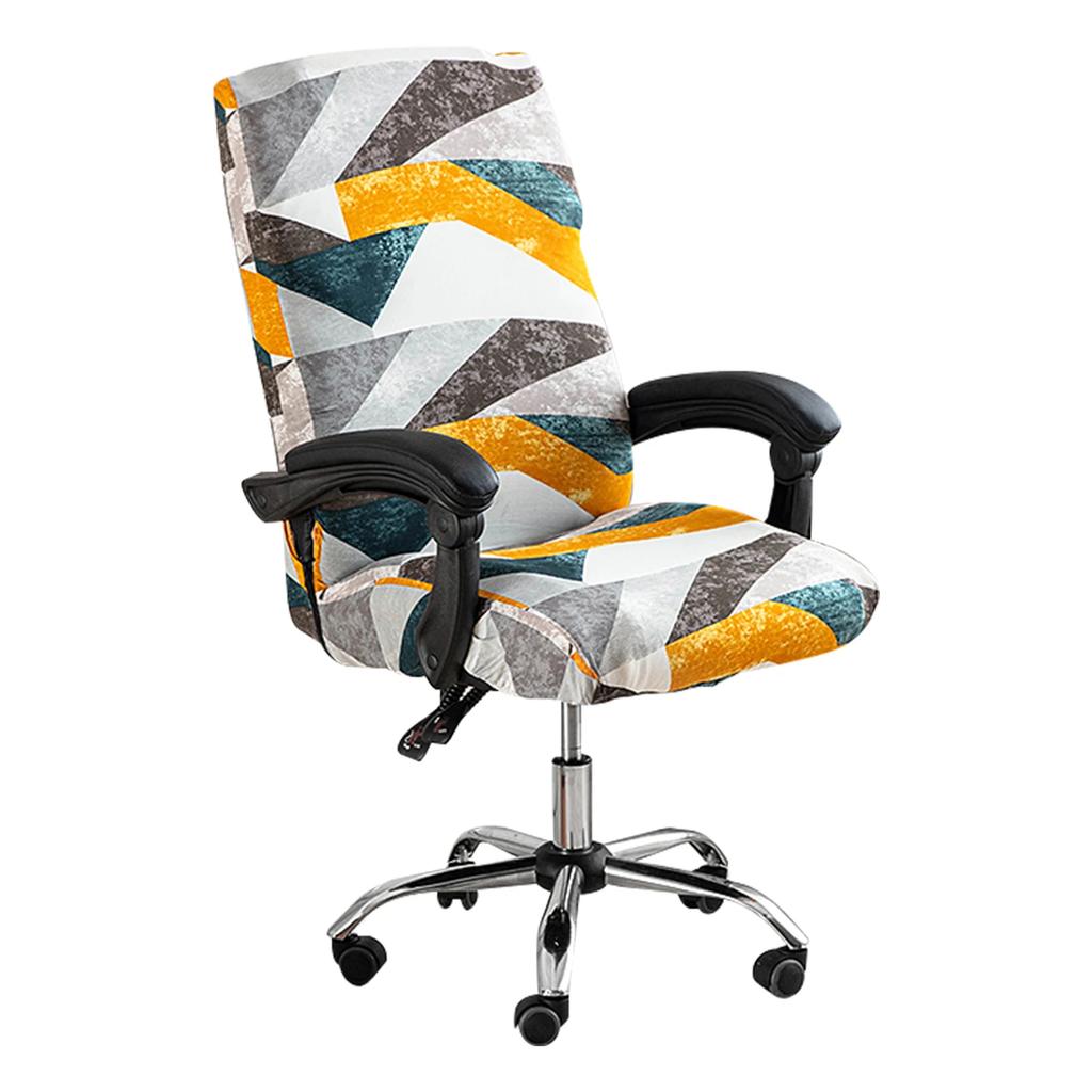 Stretch Printed Office Chair Cover Anti Pilling Machine Washable Computer Chair Slipcover With Zipper for Meeting Room Reception