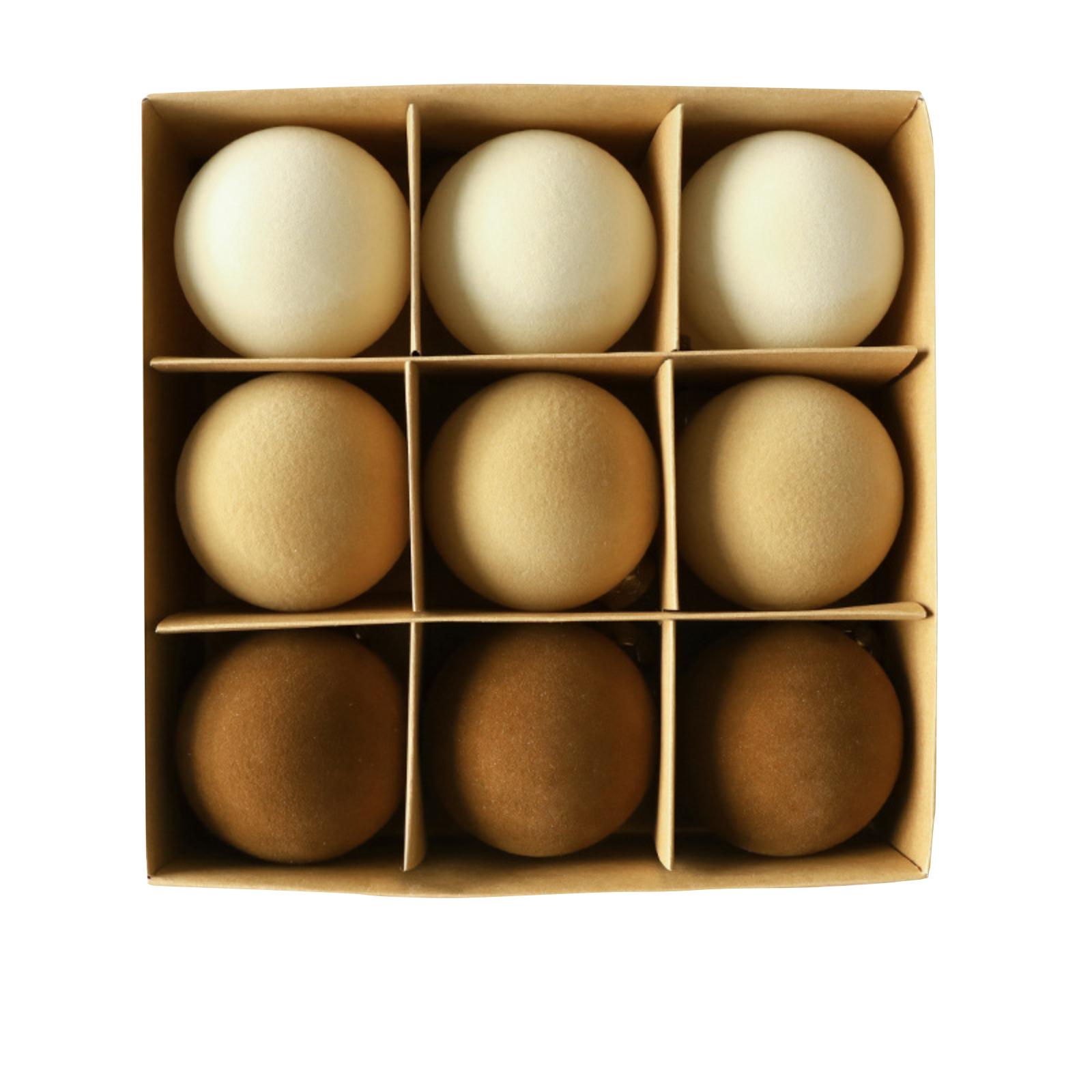 

8cm 9pcs Mixed Color Plastic Flocked Christmas Balls, Colorful Hanging Balls, Christmas Tree Ornaments, Boxed, Window Decoration Round Balls One Size