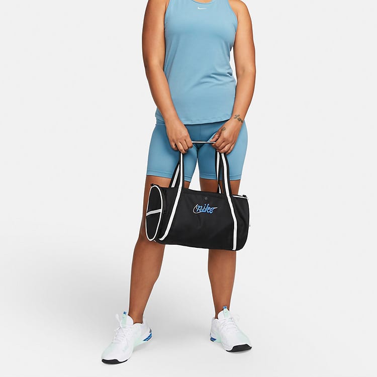 Nike Heritage Polyester Portable One Shoulder Crossbody Gym Bag Large Unisex Black DR6261-010