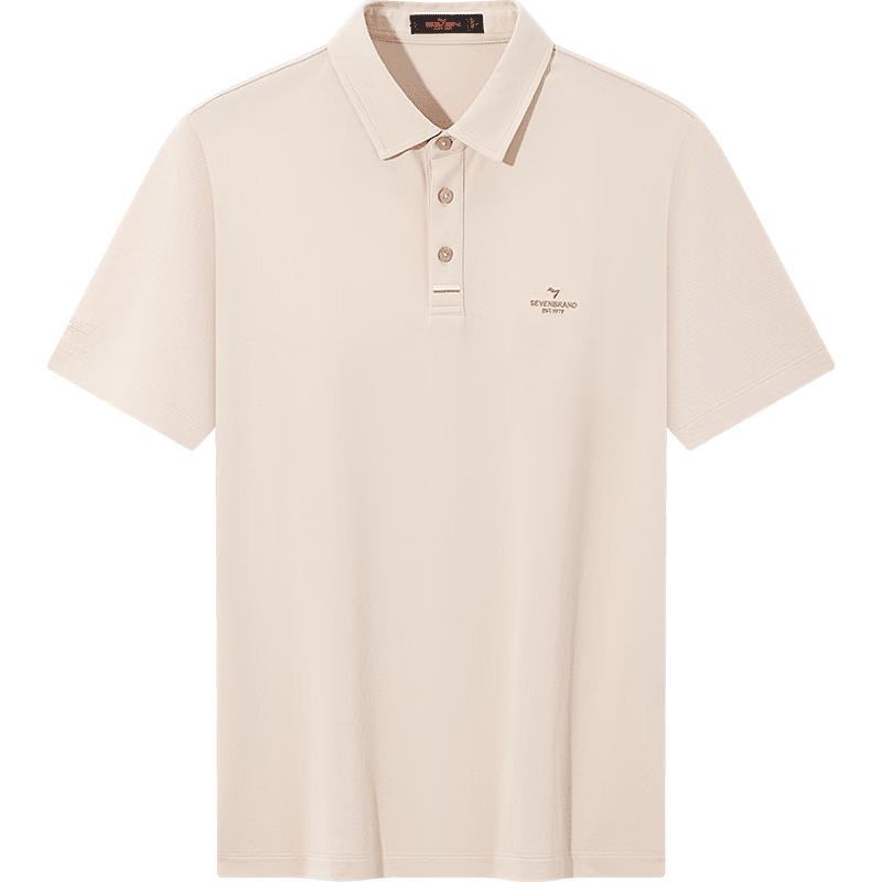 SEVEN Men s Xinjiang Cotton Anti-Bacterial Polo Shirt M бежевый