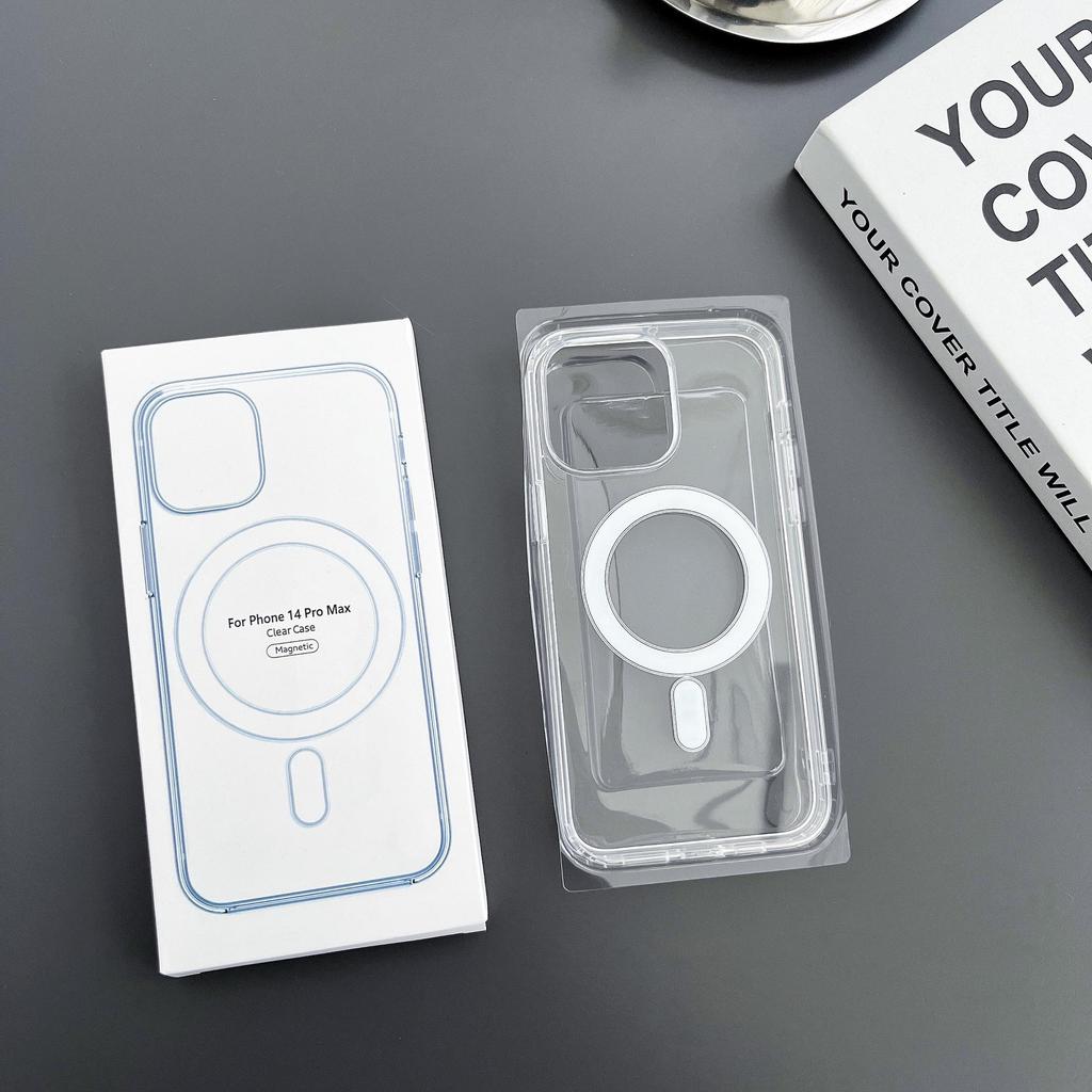 Magsafe Protective Cover for iPhone 14 ProMax, Transparent Acrylic Case, Compatible with Apple 15 Magnetic Mobile Phone Case.