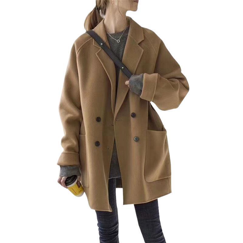 Mori Style Woolen Winter Coat for Petite Women - Mid-Length, Thickened, Korean Loose Fit Student Jacket