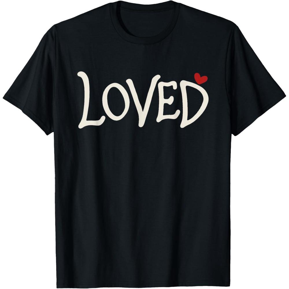 LOVED Red Heart Valentines Day Love Adults Matching Couples T-Shirt M чёрный