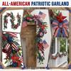 Patriotic Garland For Mantle, 6ft Artificial 4th Of Garlands For Memorial Day, American Flag Day, Red And Blue Garland Decorations