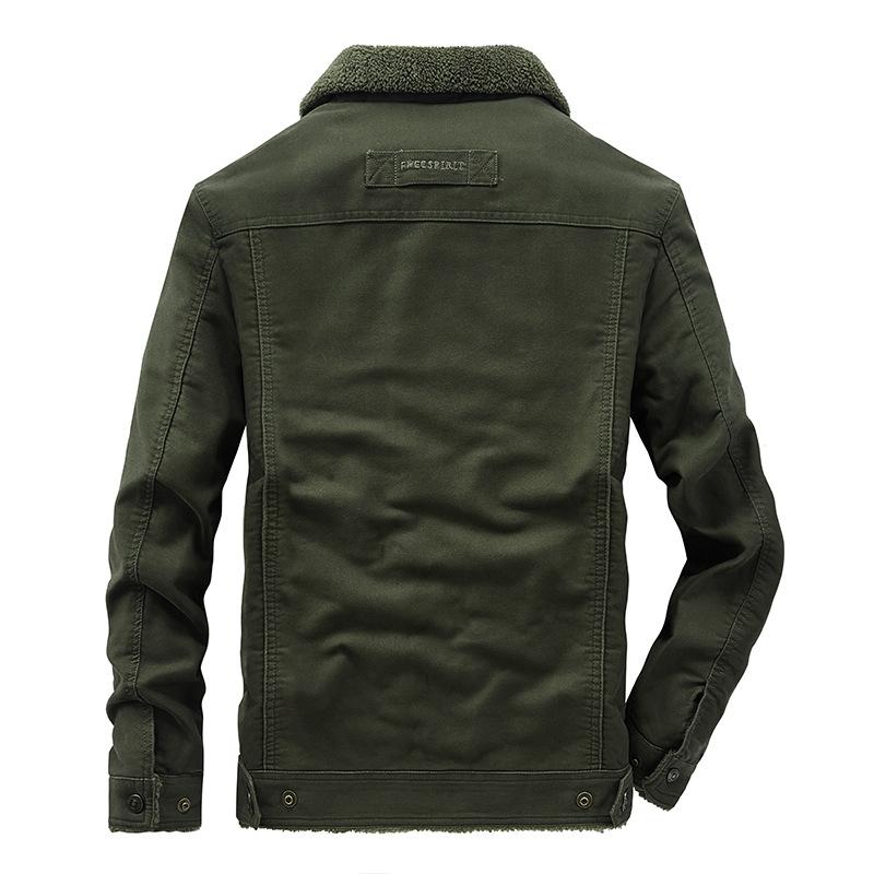 Large Size Men's Jacket Men's Middle-aged Fleece Thickened Lapel Jacket