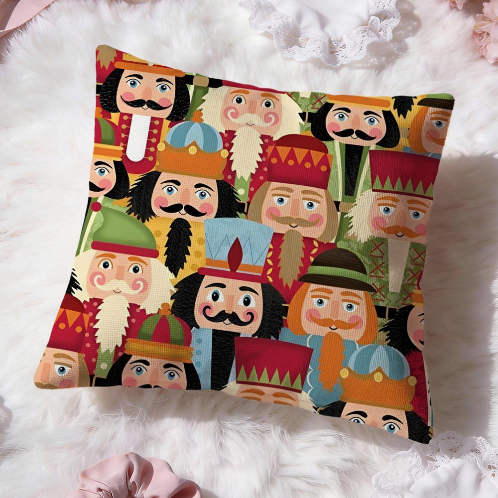 Popular Nutcracker Cushion Cover Soft Washable Pillow Case Multi-Scene for Couch Bed Travel Office Use