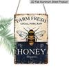 2D Flat, 1pc Vintage "Farm Fresh Honey" Aluminium Sign - 8"x12" Rustic Beekeeper & Kitchen Decor, Organic Honey Wall Art, Perfect Gift for Beekeepers