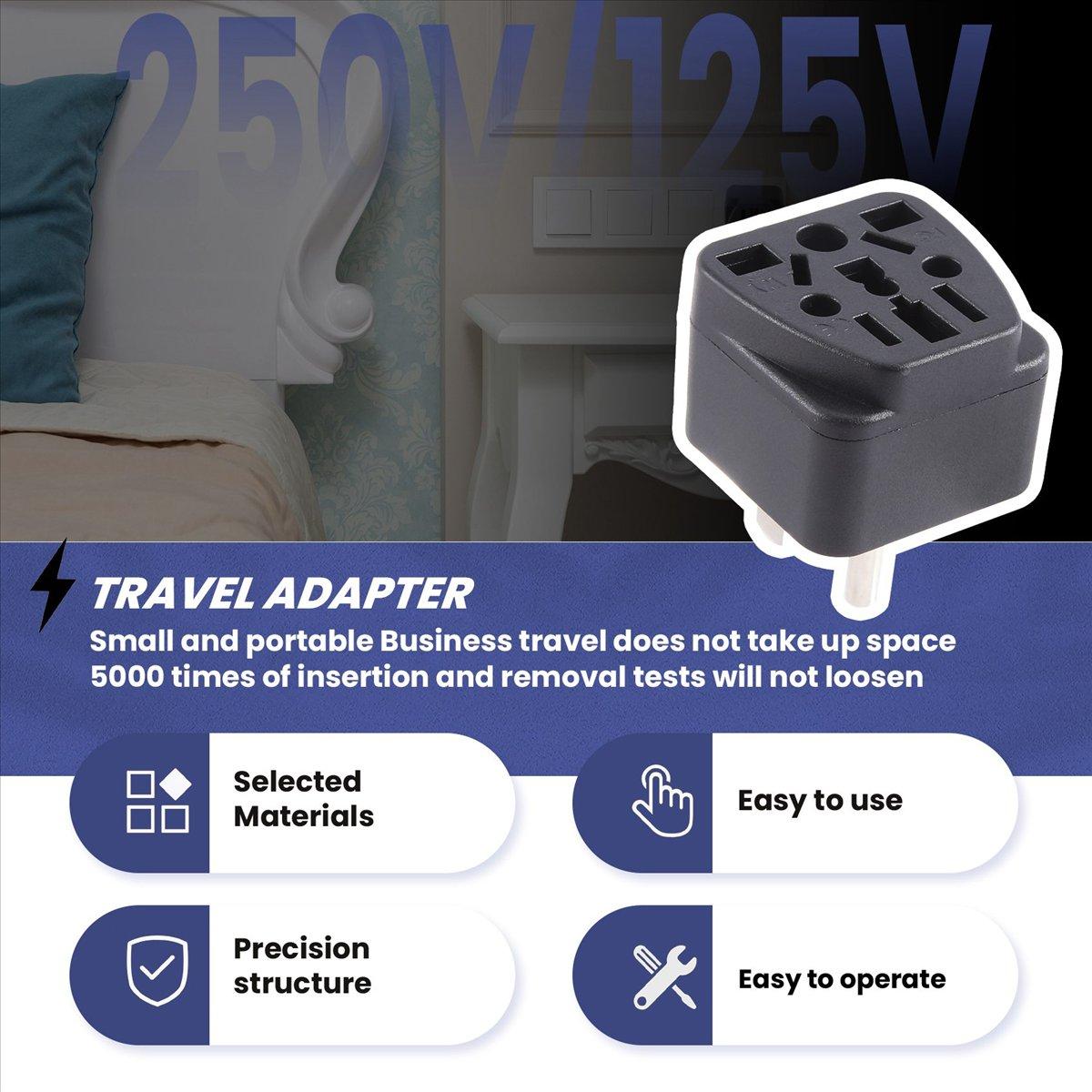 

BHBL US Travel Plug Adapter EU/UK/AU/In/CN/JP/Asia/Italy/Brazil to USA (Type B), 3 Prong USA Plug, Charger Converter Black China Mainland