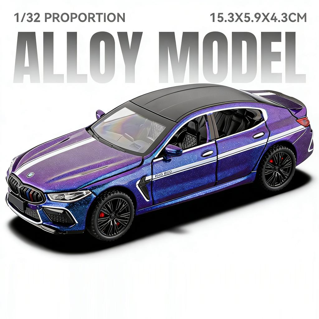 1:32 Scale M8 X3M Sports Car Model Toy Exquisite Interior Metal Diecast Sound Light Supercar Models Christmas Gifts for Boys