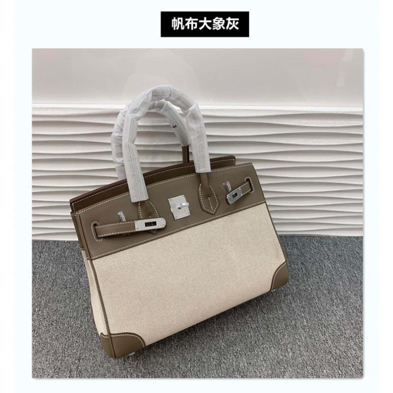 Fashion new platinum bag swift leather canvas splicing contrasting color portable shoulder messenger women's bag