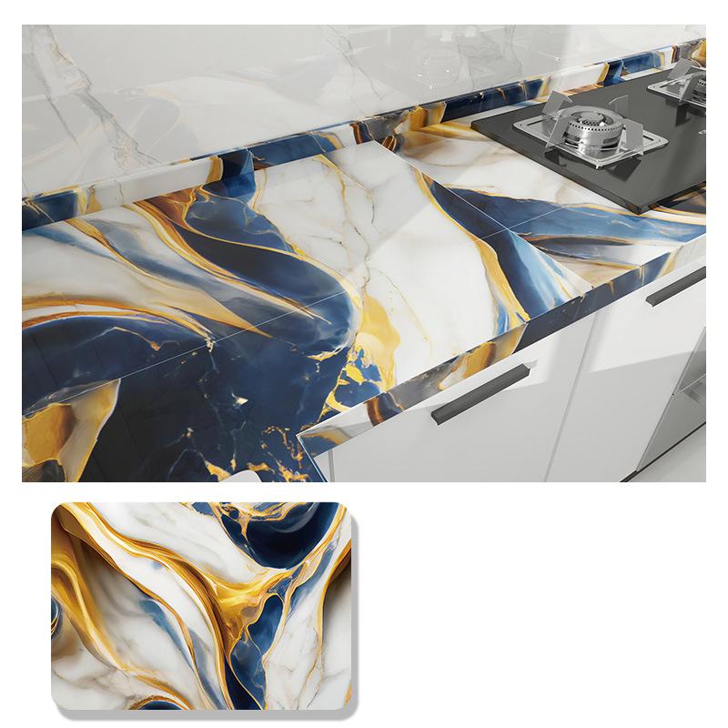 Imitation Marble Thickend Self-adhesive Kitchen Cooktop Protective Film Marble Desktop Film High Temperature Oil Resistant Sticker