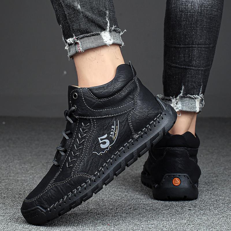 Cizme din piele despicată cu cusătură manuală Pantofi pentru bărbați Cizme confortabile pentru bărbați Pantofi casual Pantofi cu scule de dimensiuni mari