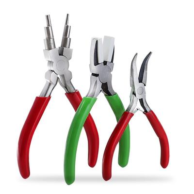 3 Pieces Jewelry Pliers Set 6-in-1 Bail Making Pliers Nylon Nose Pliers Bent Nose Pliers for Jewelry Making DIY Crafts Tool