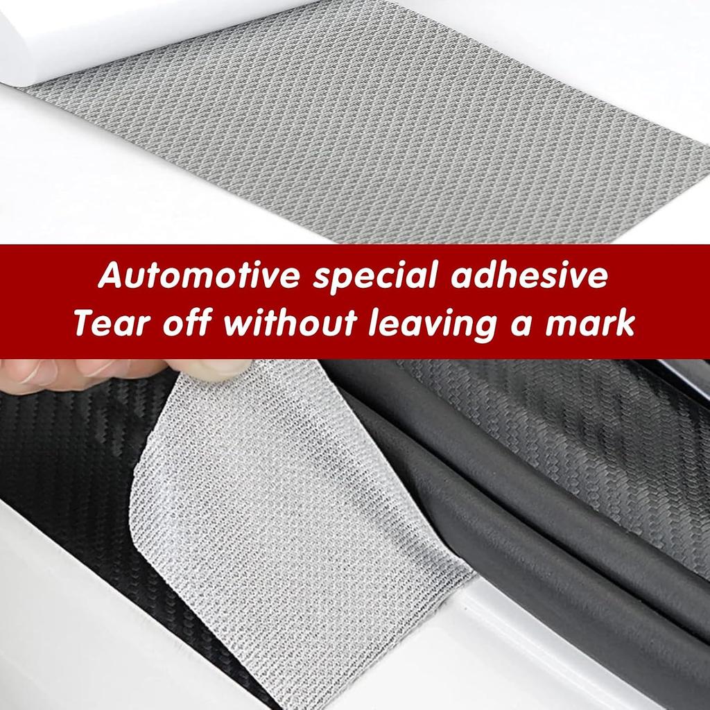 Damwot 4PCS Car Door Sill Protector, Black Carbon Fiber Car Door Threshold Protection, Door Edge Protection Decorate Anti-Scratch Sticker, Car