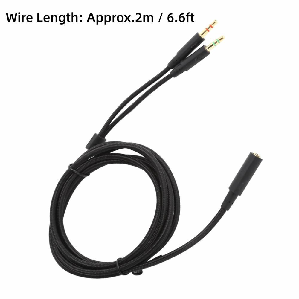 3.5mm Headphone Audio Cable Plug and Play 2 in 1 Adapter Headphone Splitter for for HyperX CloudStinger/CloudMix/CloudAlpha