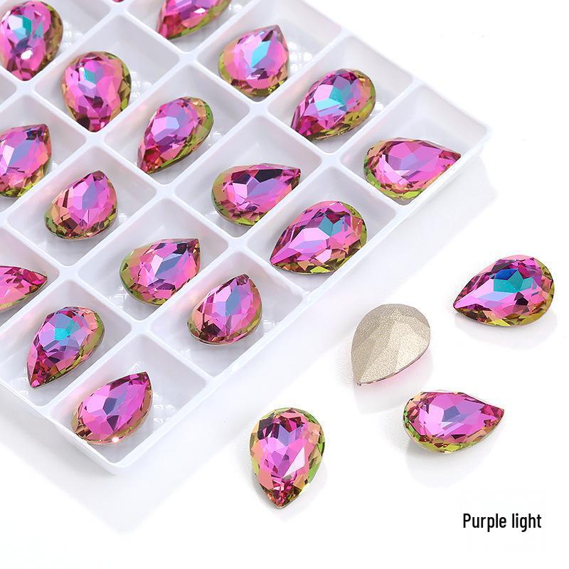 High-Grade K9 Teardrop Rhinestone DIY Jewelry Accessory - Silver-Plated Base with Irregular Crystal Glass Drill, Pointed Bottom