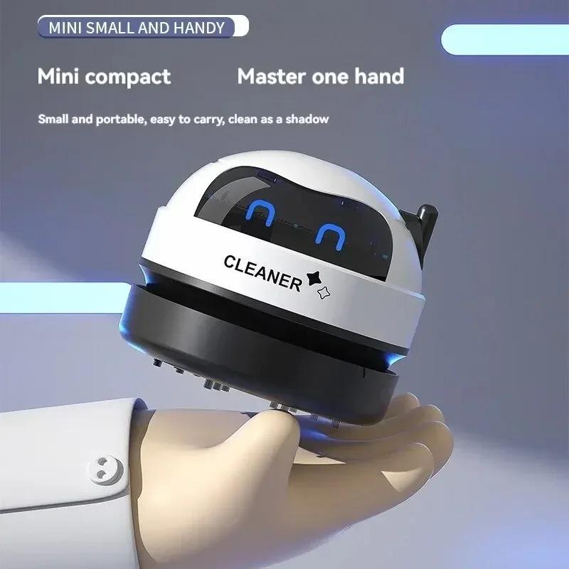 Mini Table Vacuum Cleaner Portable Desk Dust Vacuum with Detachable Nozzle USB Charging Smart Robot Vacuum Cleaner Indoors
