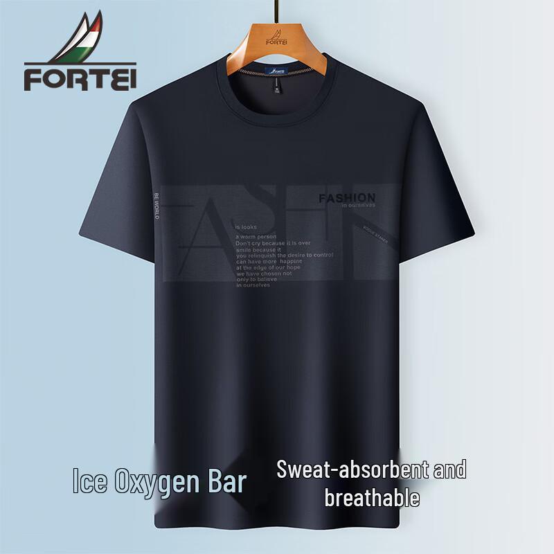 Futing Men s Ice Oxygen Bar Breathable Round Neck Short Sleeve T-Shirt L