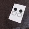 S925 Sterling Silver French Black Diamond-Shaped Stud Earrings - Retro Hong Kong Style, Elegant & Luxurious