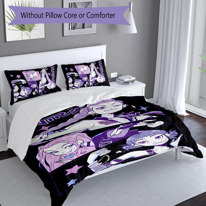 3pcs Kpop Hunter12 pattern bedding set duvet cover set includes duvet cover &pillowcases, perfect all season bedroom decoration & gift
