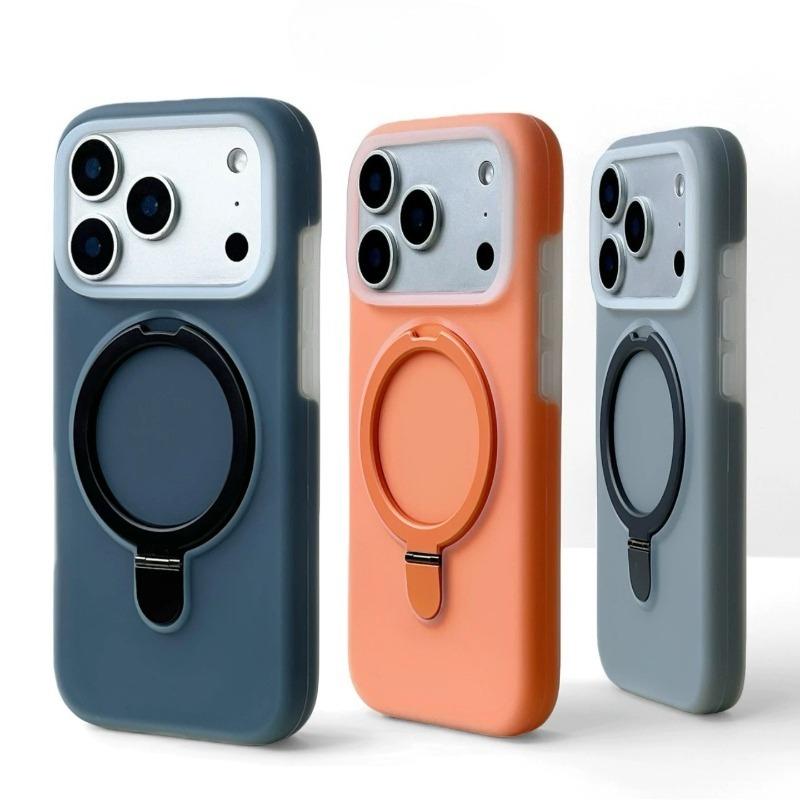 Luxury Liquid Silicone Stand Ring Holder Magnetic For Magsafe Case For iPhone 17 Pro Max Air 16 15 14 13 Skin friendly Cover