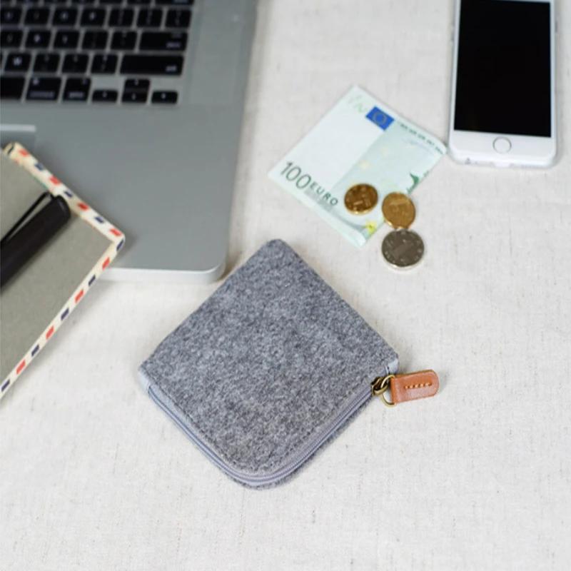 

Мини-кошелек из шерстяного фетра, кошелек для монет, женский и мужской, сумка для мелочи, держатель для кредитных карт, кошельки с брелоком, мини-сумка, фетровая ретро-сумка