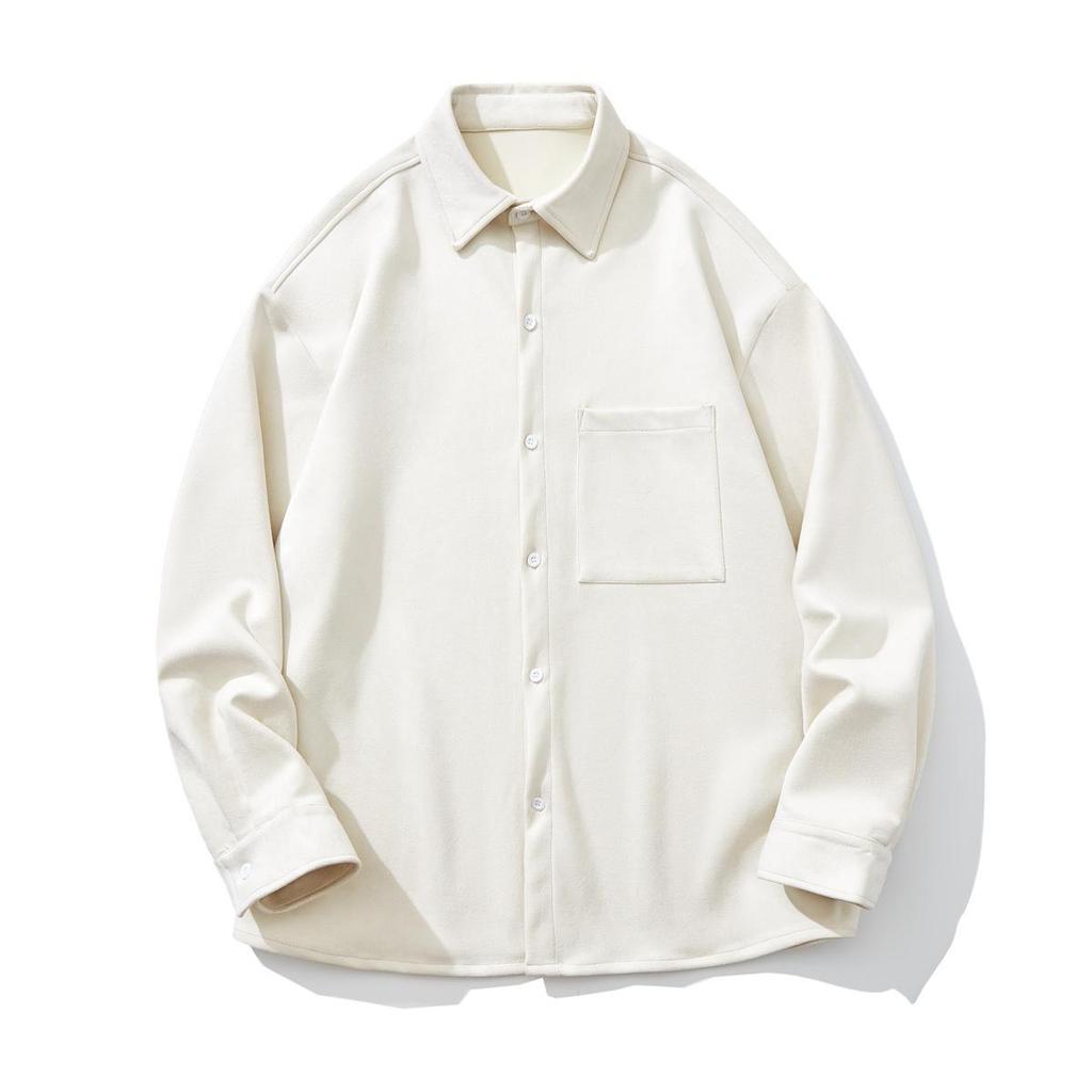 Light Luxury Men's Suede Solid Color Long-sleeved Shirt Men's Autumn New Trendy Brand Loose Drape Shirt Jacket