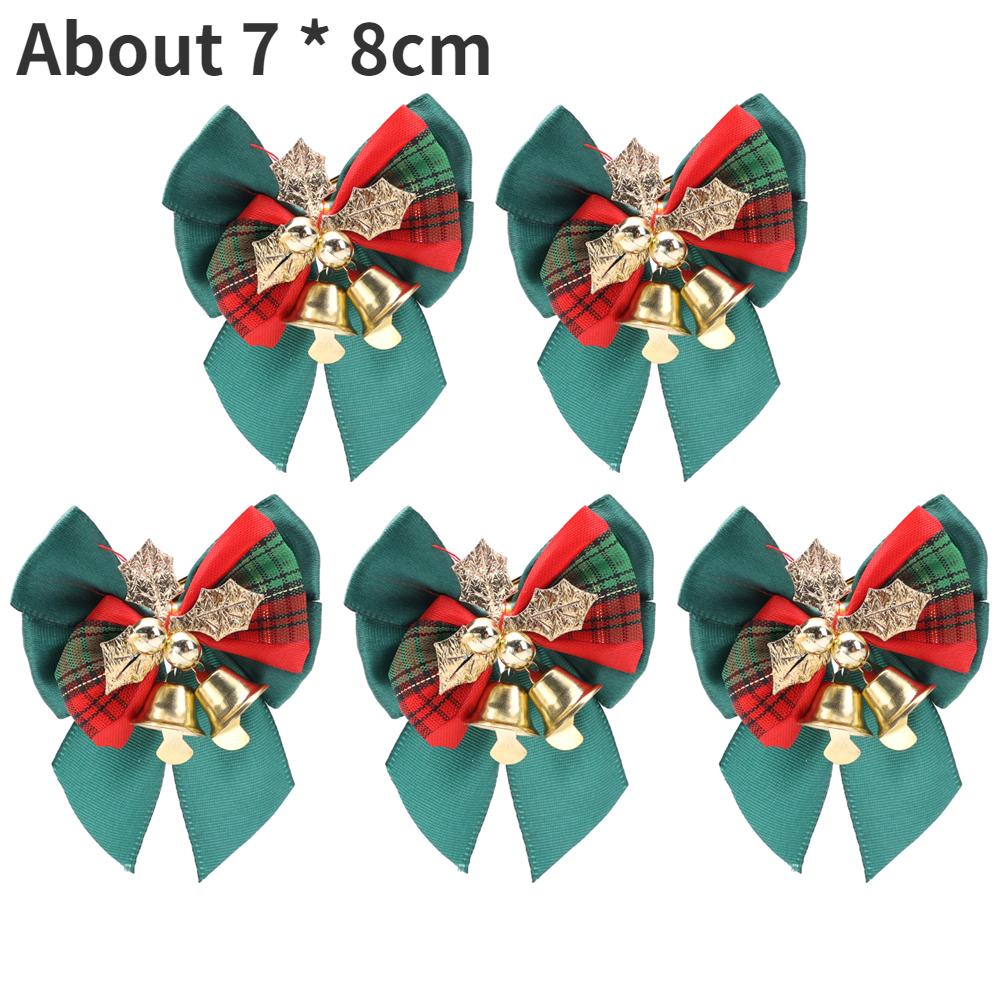 5/1Pcs Christmas Bows with Bells Mini Christmas Bowknot DIY Craft Gift Ornaments Xmas Tree Hanging Decor New Year Home Decor