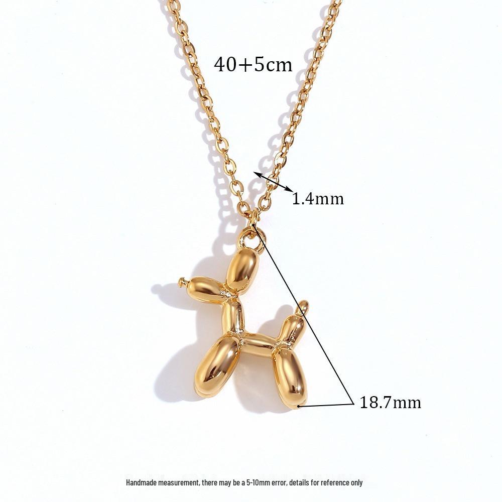 Gold-Tone Balloon Dog Pendant: Smooth lines, vivid form, finely polished, comfortable fit, natural color.
