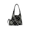 Abnehmbare Aufbewahrungstasche mit Druckknopfverschluss Karierte Baumwoll-Tragetasche Umhängetasche Kleine Damen-Taschen Schwarz Weiß 80946791