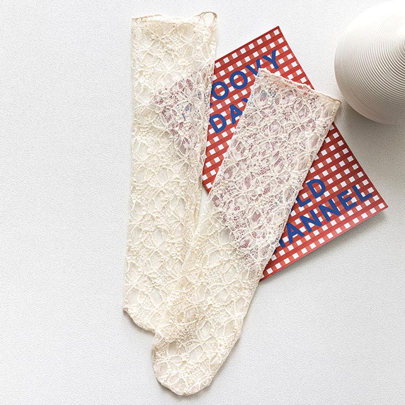Chaussettes Fines Cheville à Motif Filet Floral, Chaussettes Décontractées Sexy Transparentes, Respirantes et Confortables pour le Quotidien Dentelle Douce One Size beige