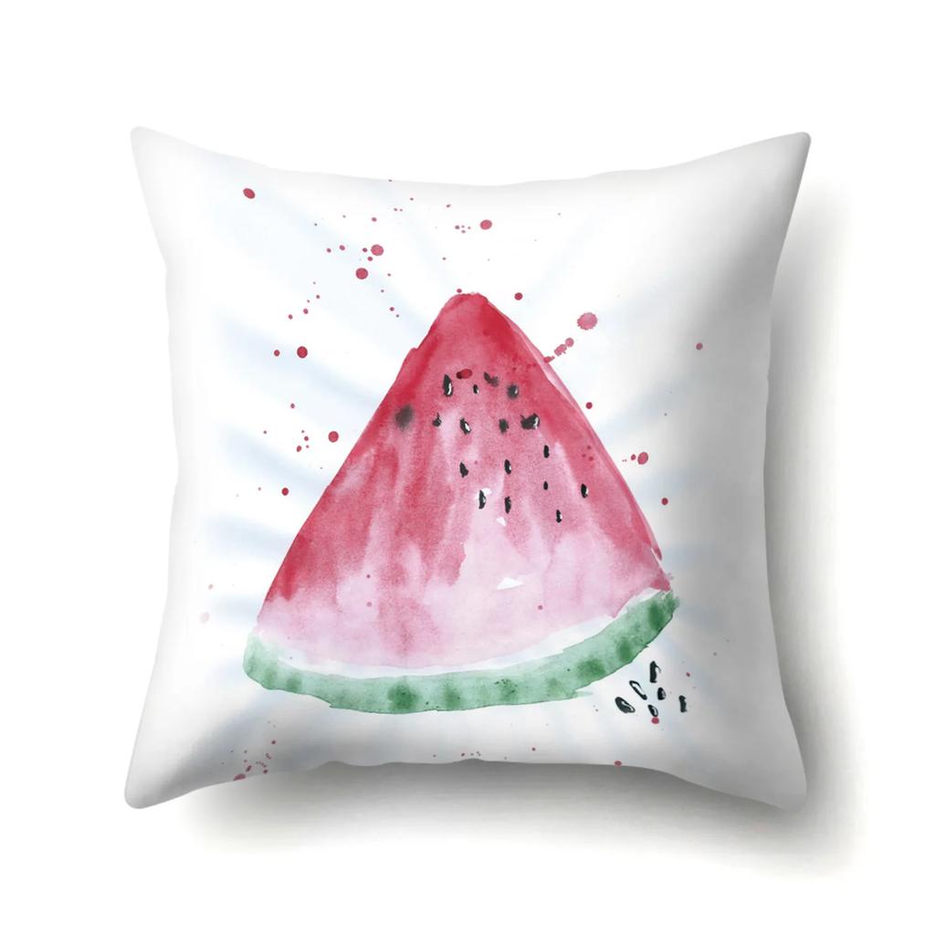 Dekorativer Kissenbezug mit Wassermelonen-Erdbeer-Kiwi-Zitronen-Motiv, Obstmuster, Kissenbezug, Heimdekoration für Sofa, Bett, Wohnzimmer, 45 x 45 cm