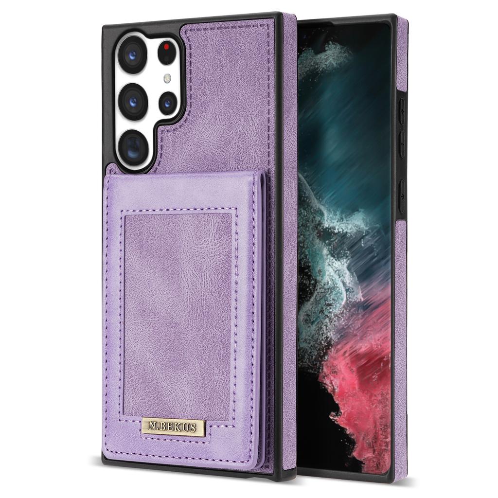 N.BEKUS For Samsung Galaxy S25 Ultra Case RFID Blocking Leather+TPU Phone Cover with Card Slots