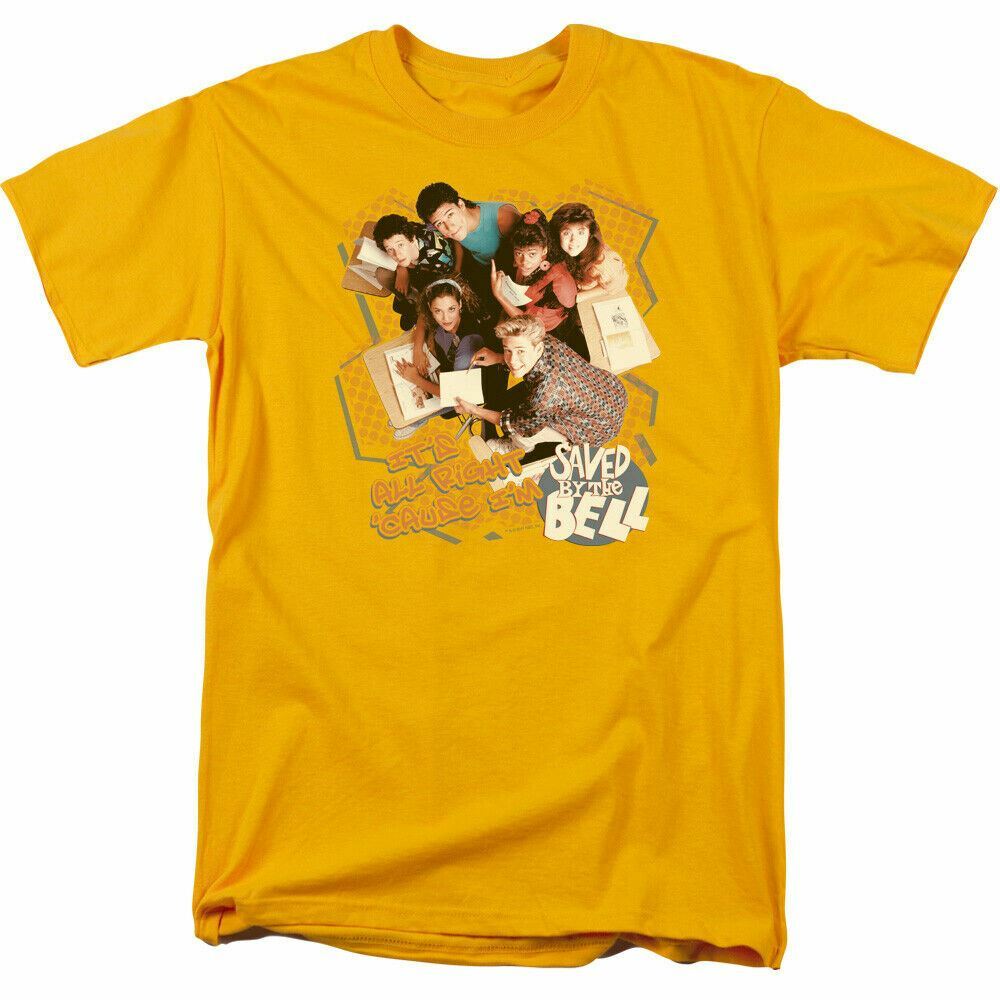 Saved By The Bell Its All Right T Shirt Mens Licensed Classic TV Tee Gold