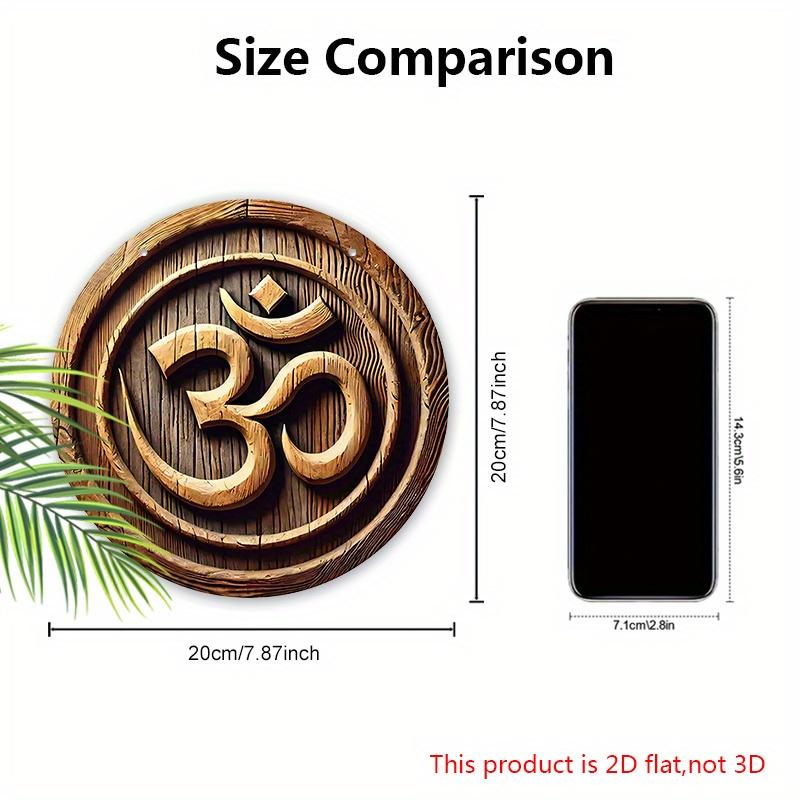 2D Flat Retro Wooden Om Symbol Sign - Rustic Decorative Plaque - Ideal for Home, Garage, Dining Room, Cafe Decor