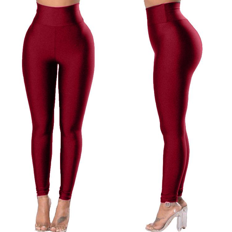European and American High-Waisted Yoga Pants, Solid Color Butt-Lifting Leggings for Women