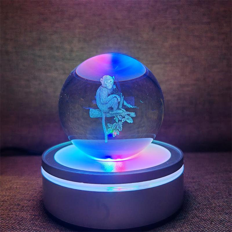 Veilleuse boule de cristal lumineuse planète galaxie astronaute 3D RVB lune lampe de table lampe d'ambiance décorations de table cadeaux pour enfants