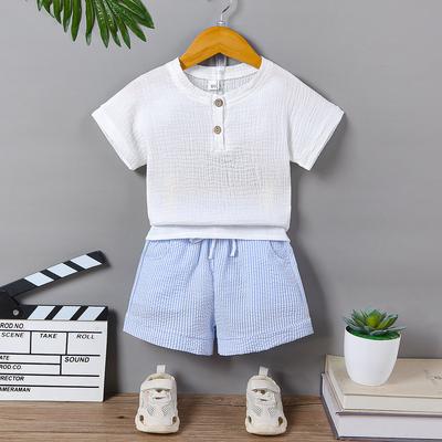 Ma & baby 0-3Y Enfant En Bas Âge Enfant Bébé Garçon Vêtements Ensembles Doux À Manches Courtes T-Shirts Hauts Short Rayé Tenues D'été Vêtements