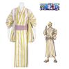 Anime Pirate King Cosplay Costume Zoro Yellow Striped Kimono Role Playing Outfit