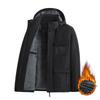 Winter Men's Outdoor Windproof Hooded Cargo Jacket Warm Pocket Detachable Cap Padded Jacket