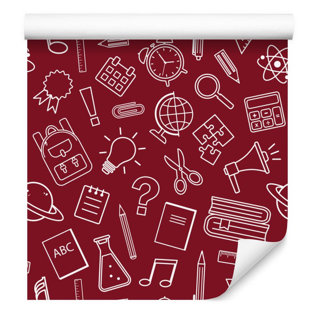Wallpaper School Supplies Red, Fine Detail 50x1000