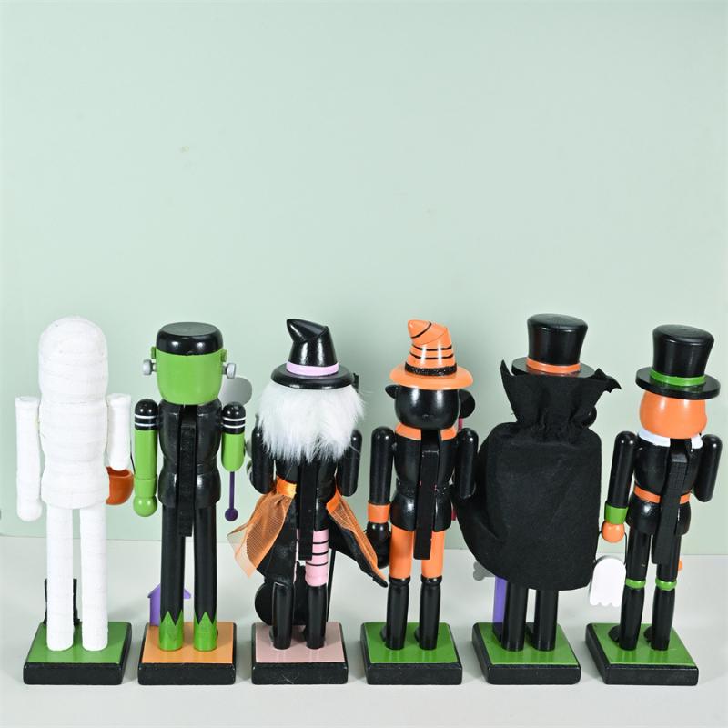 1Pcs Holiday Decor Halloween Pumpkin Nutcracker Soldier Skeleton Nutcracker Halloween Figurine Goody Bag Fillers Home Ornament