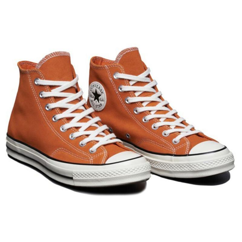 Converse Chuck 70 Chuck Hi Comfortable Trendy High-Top Canvas Shoes Unisex Orange and White