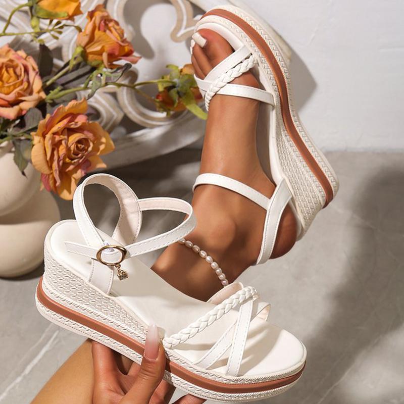 Fashion Summer Bohemian Beach Platform Wedge Sandals for Women Open Toes Woman Slides Adjustable Buckle Strap Women Slippers